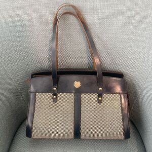 John Romain Vintage 1960/70’s Tweed & Leather Trim Satchel Bag